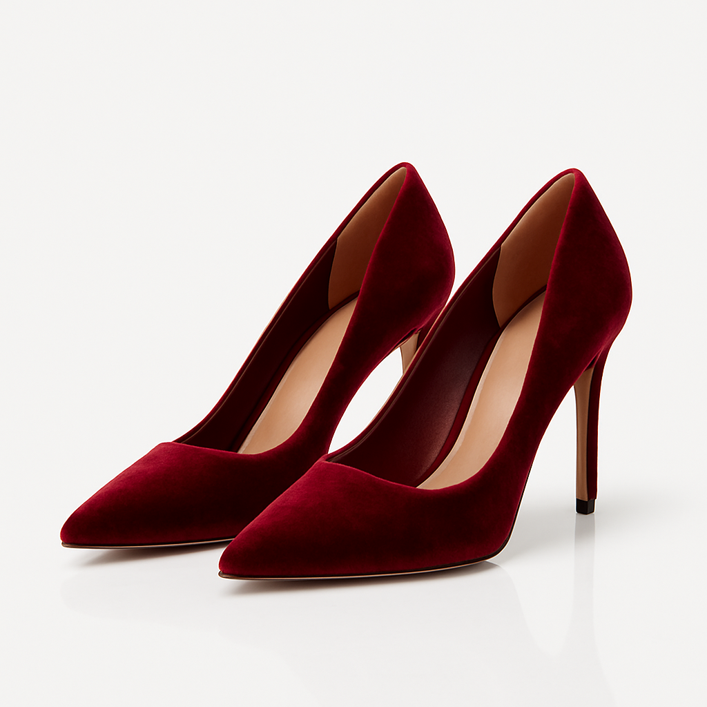 Crimson Velvet Pumps - Garmere Shoes