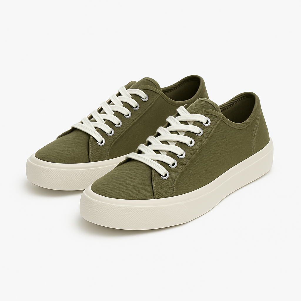 Olive Canvas Sneakers - Garmere Shoes